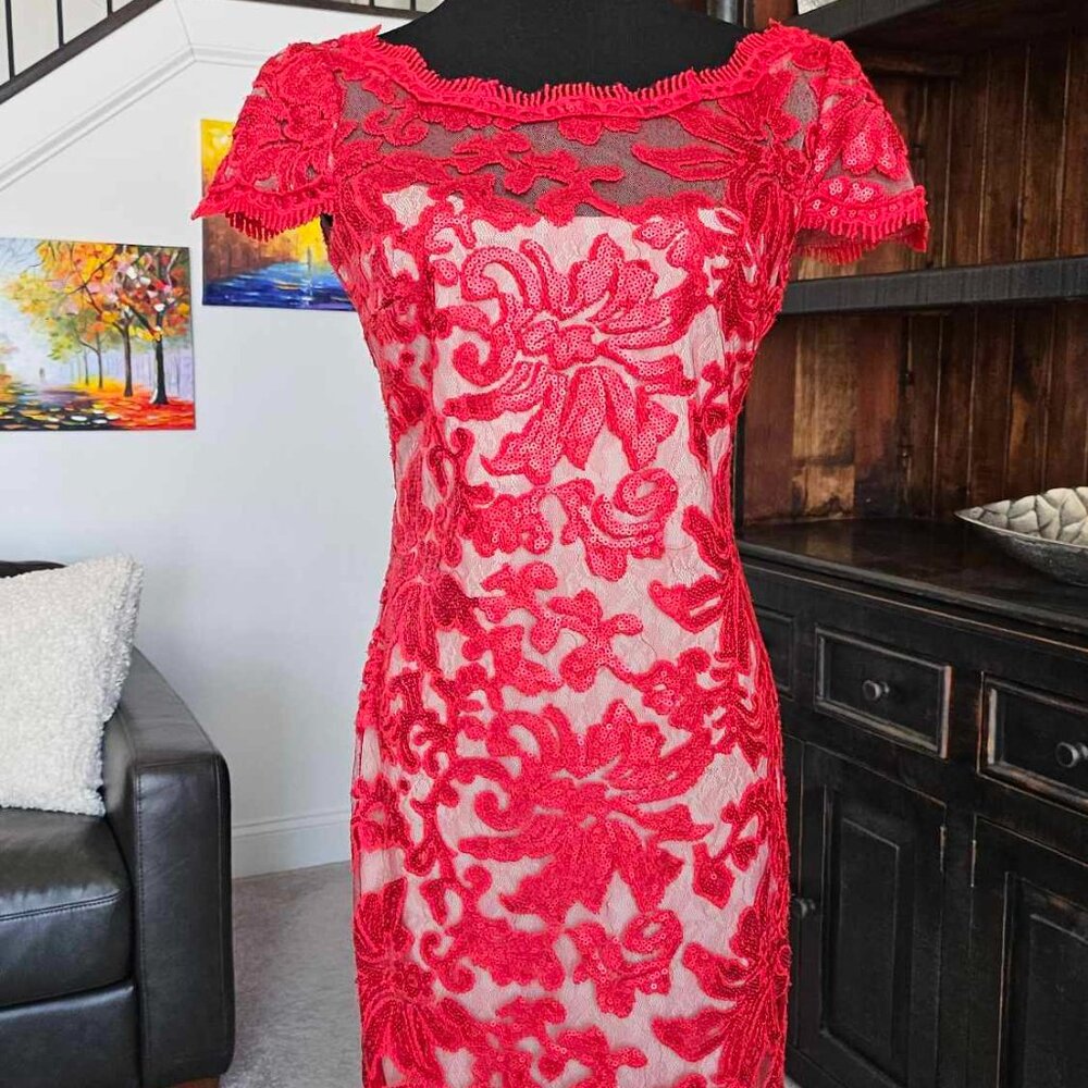 Calvin Klein Women's Sequined Sheath Dress - Red